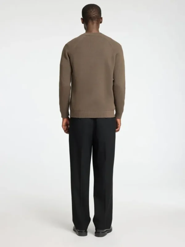 Strik>SELECTED 100% BOMULD SWEATER MED RUND HALS Brown