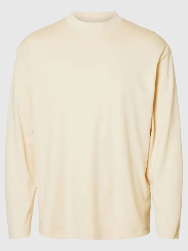 T-shirts>SELECTED 100% BOMULD TOP MED LANGE ÆRMER Beige
