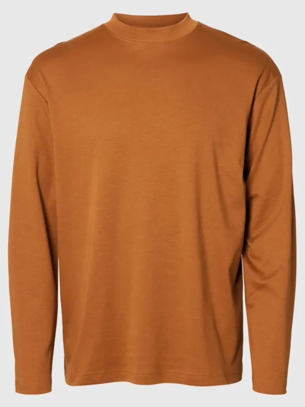 T-shirts>SELECTED 100% BOMULD TOP MED LANGE ÆRMER Orange