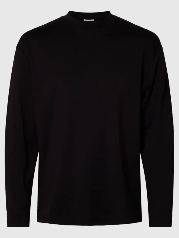 T-shirts>SELECTED 100% BOMULD TOP MED LANGE ÆRMER Black