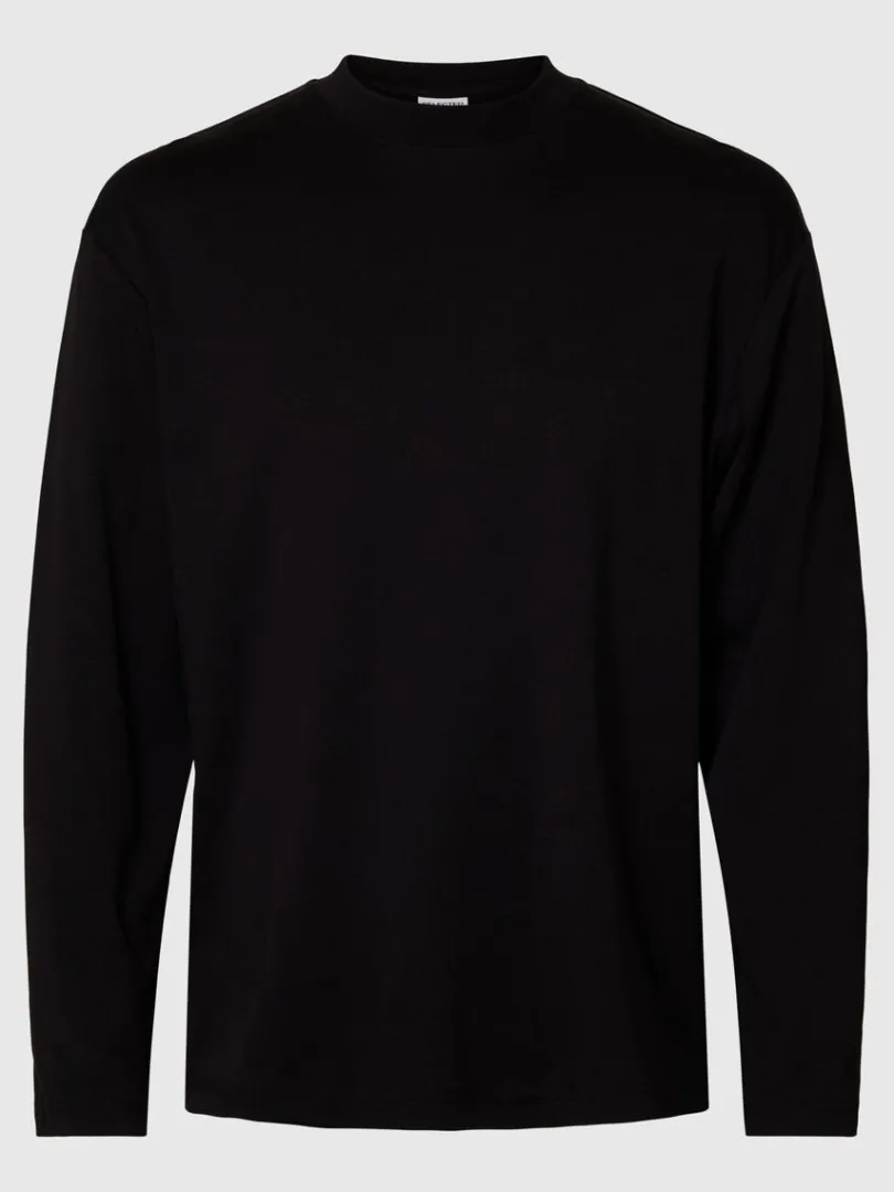 bomuld_top_med_lange_rme_5.webp T-shirts>SELECTED 100% BOMULD TOP MED LANGE ÆRMER Black