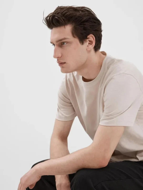 T-shirts>SELECTED BOMULDSSLUB T-SHIRT Beige