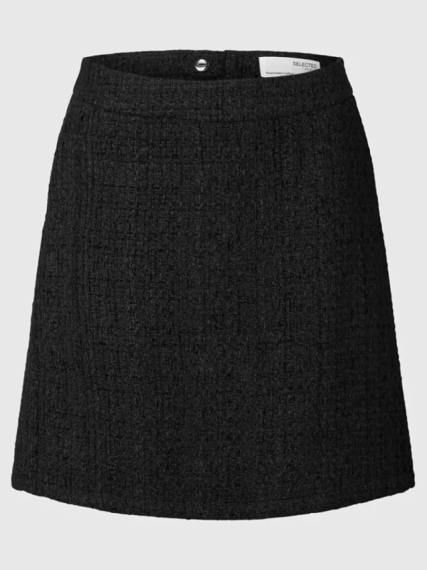 Nederdele>SELECTED BOUCLE MININEDERDEL Black