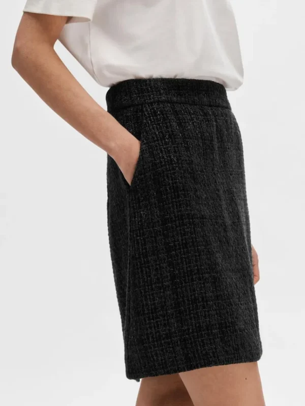 Nederdele>SELECTED BOUCLE MININEDERDEL Black