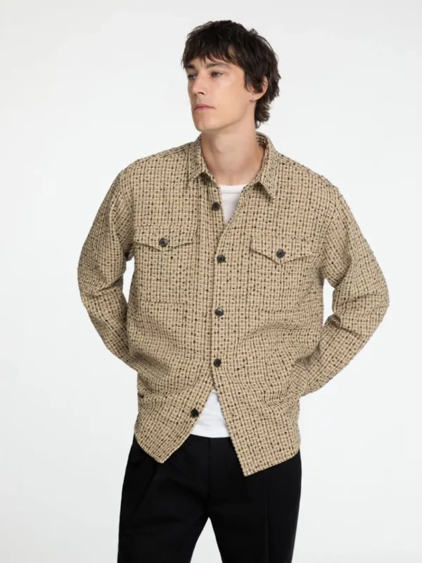 Overtøj | Skjorter>SELECTED BOXY FIT BOUCLE OVERSHIRT Brown