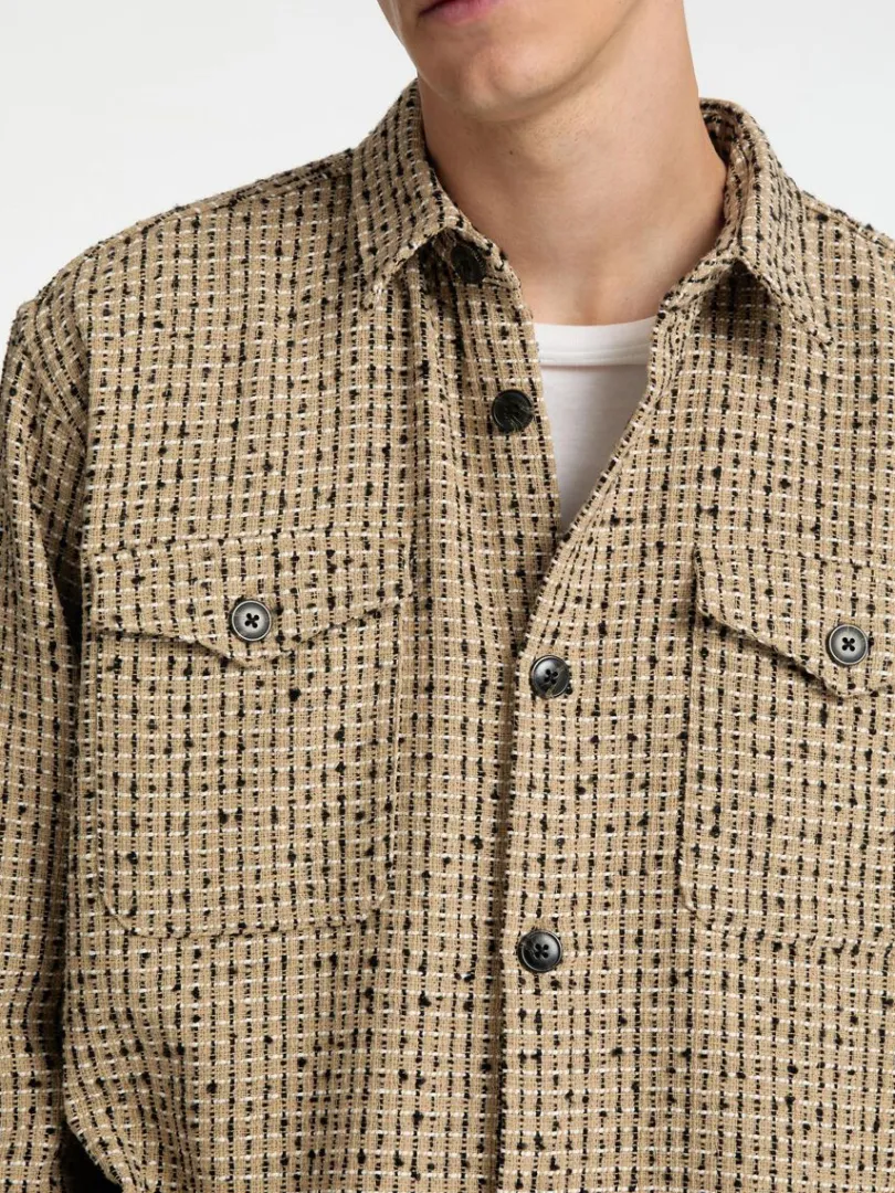boxy_fit_boucle_overshirt_5.webp Overtøj | Skjorter>SELECTED BOXY FIT BOUCLE OVERSHIRT Brown