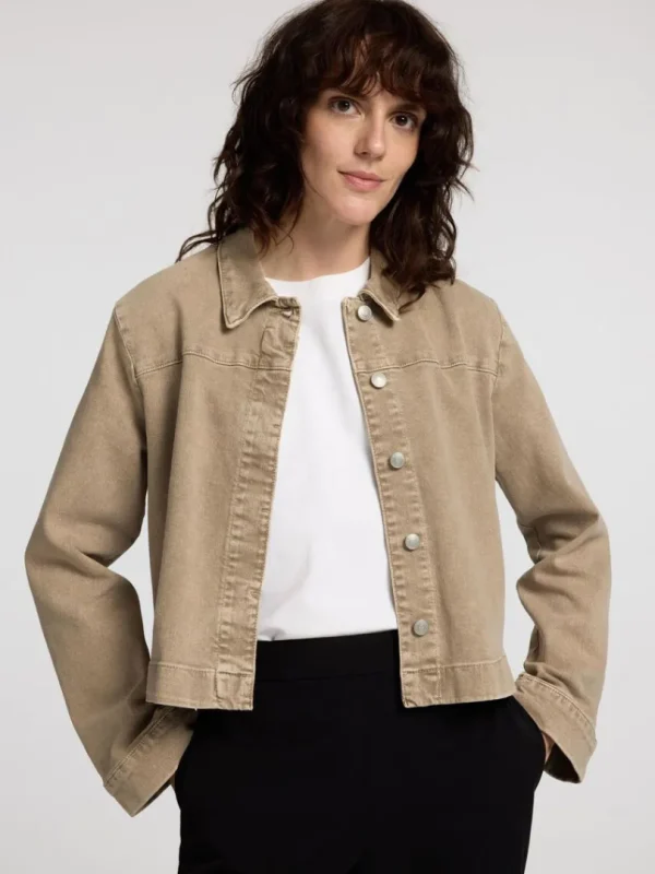 Overtøj>SELECTED BOXY FIT DENIMJAKKE Beige