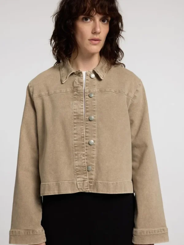 Overtøj>SELECTED BOXY FIT DENIMJAKKE Beige