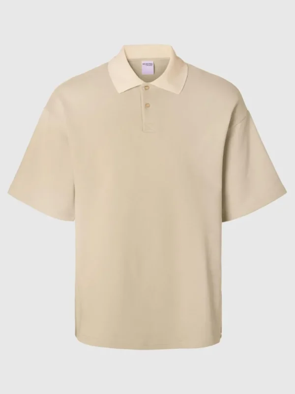 Poloer>SELECTED BOXY FIT POLO Beige