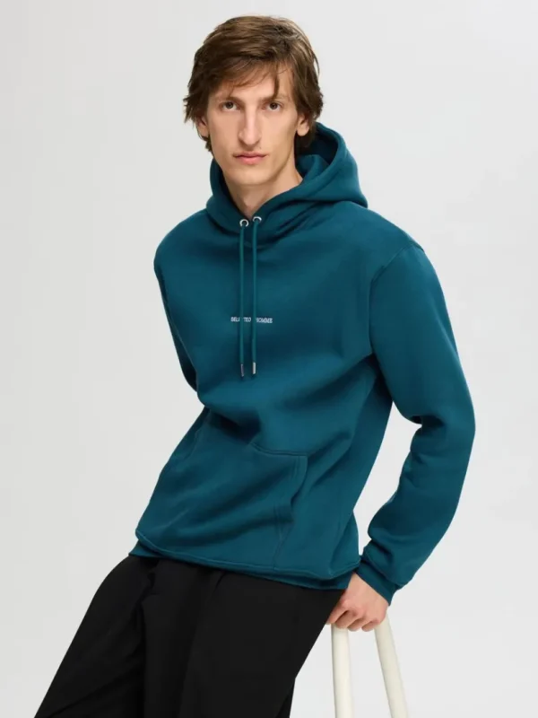 Hættetrøjer & Sweatshirts>SELECTED BRODERET HOODIE Blue