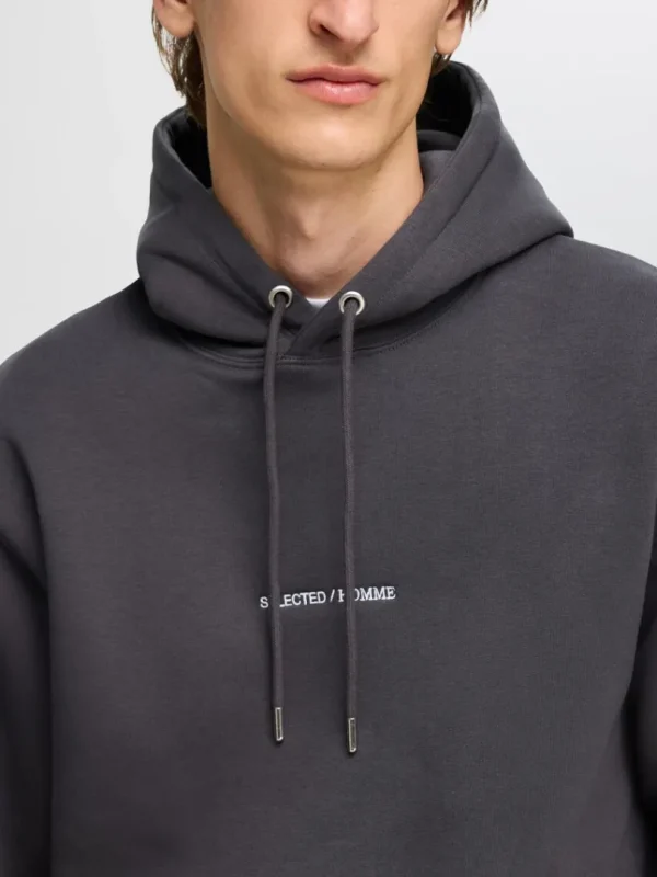 Hættetrøjer & Sweatshirts>SELECTED BRODERET HOODIE Grey