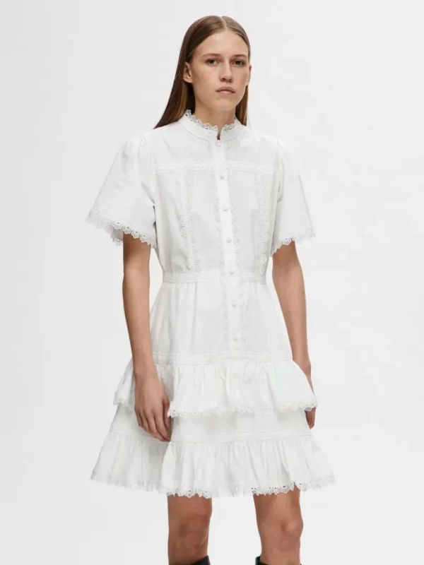 Kjoler>SELECTED BRODERET KORT KJOLE White