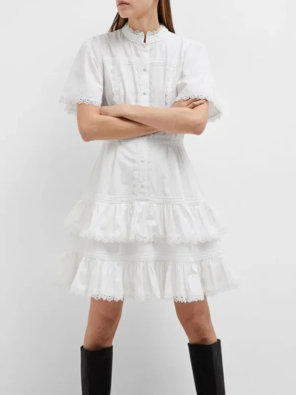 Kjoler>SELECTED BRODERET KORT KJOLE White