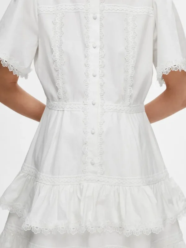 Kjoler>SELECTED BRODERET KORT KJOLE White