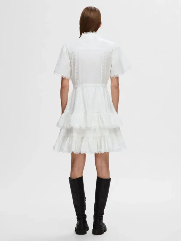 Kjoler>SELECTED BRODERET KORT KJOLE White