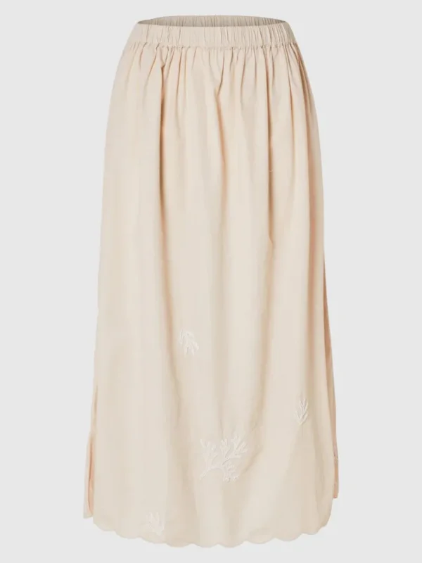 Nederdele>SELECTED BRODERET MAXINEDERDEL Beige