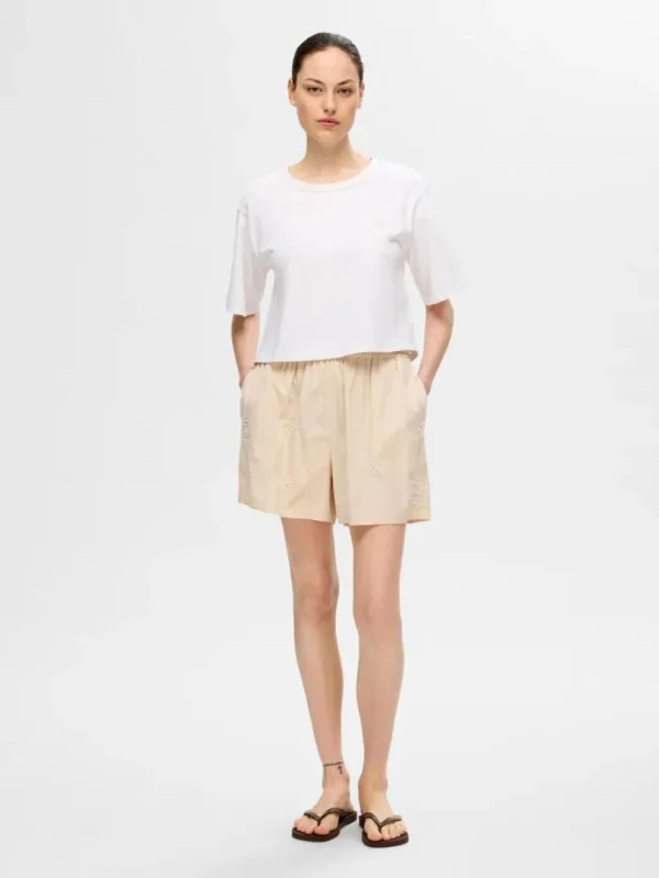 Shorts>SELECTED BRODERET SHORTS Beige