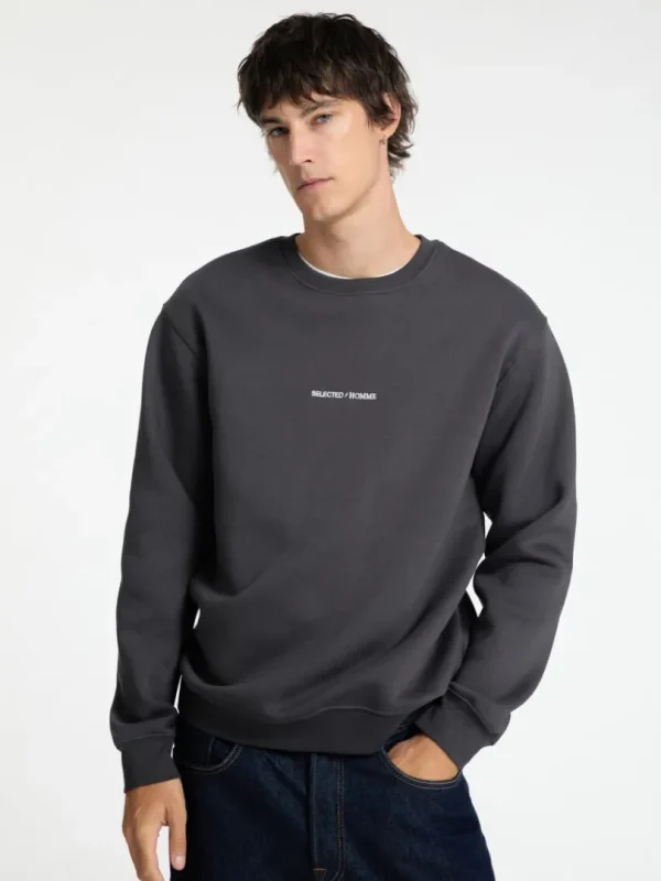 Hættetrøjer & Sweatshirts>SELECTED BRODERET SWEATSHIRT Grey