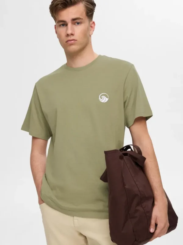 T-shirts>SELECTED BRODERET T-SHIRT Green