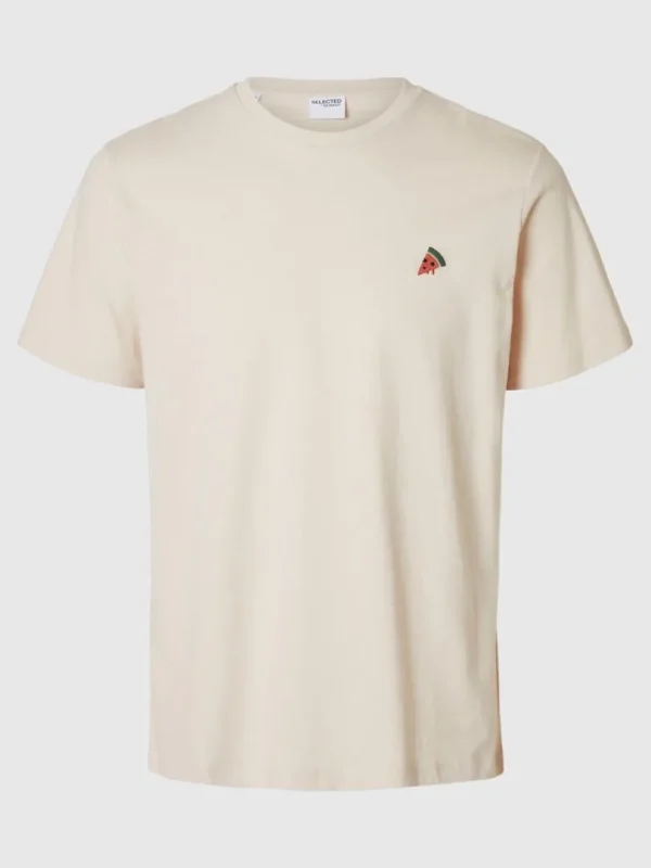 T-shirts>SELECTED BRODERET T-SHIRT Beige