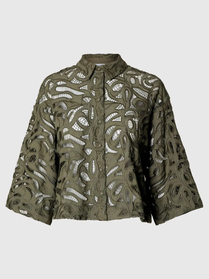 broderie_anglaise_cropped_5.webp Skjorter>SELECTED BRODERIE ANGLAISE CROPPED SKJORTE Green