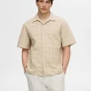 Skjorter>SELECTED BRODERIE ANGLAISE KORTÆRMET SKJORTE Beige