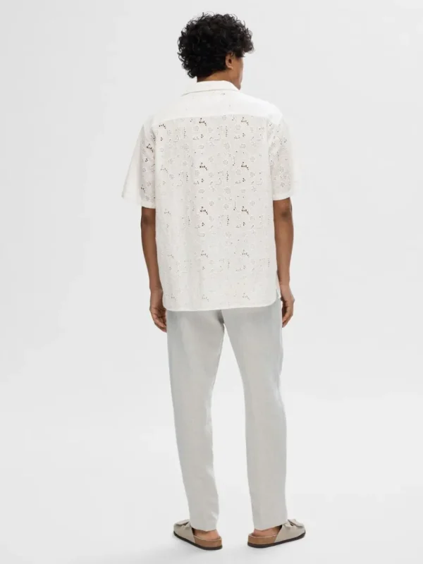 Skjorter>SELECTED BRODERIE ANGLAISE KORTÆRMET SKJORTE White