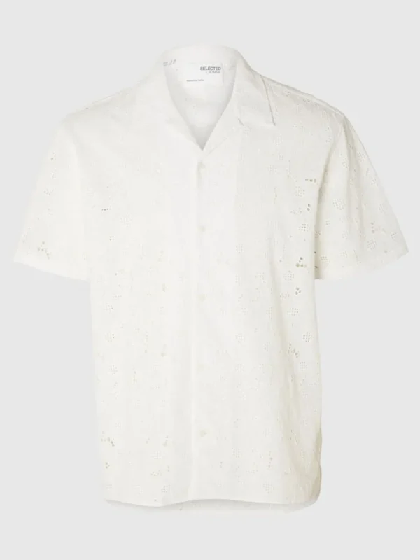 Skjorter>SELECTED BRODERIE ANGLAISE KORTÆRMET SKJORTE White