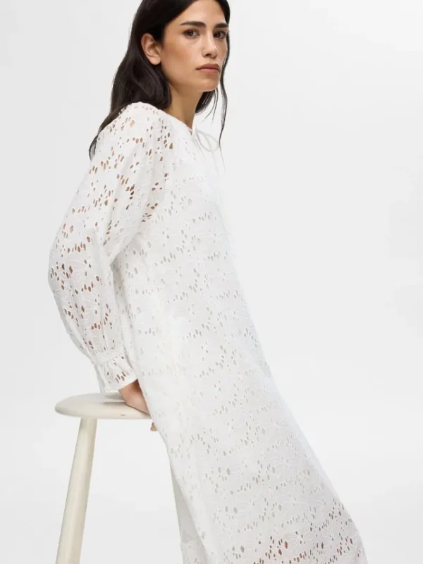 Kjoler>SELECTED BRODERIE ANGLAISE MAXIKJOLE White