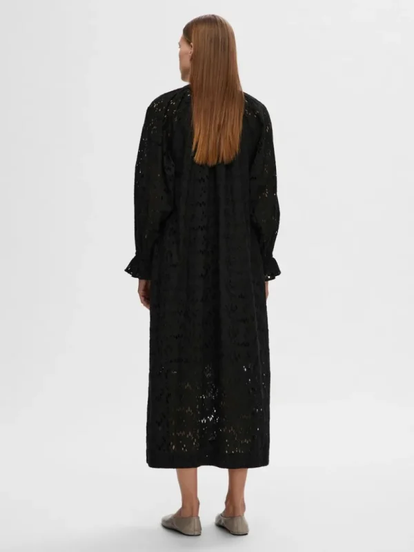Kjoler>SELECTED BRODERIE ANGLAISE MAXIKJOLE Black