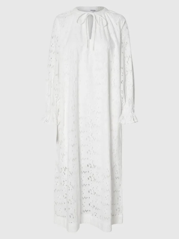 Kjoler>SELECTED BRODERIE ANGLAISE MAXIKJOLE White