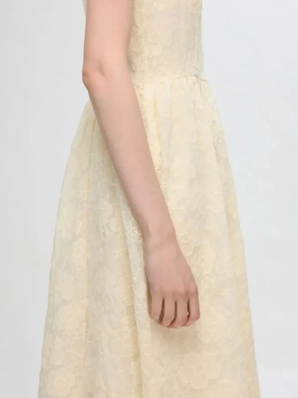 Kjoler>SELECTED BRODERIE ANGLAISE MIDIKJOLE Beige
