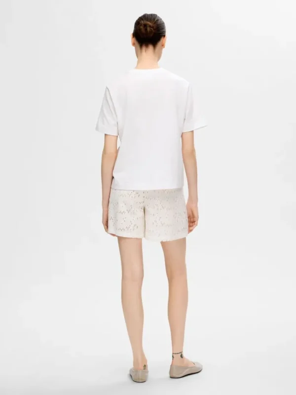 Shorts>SELECTED BRODERIE ANGLAISE SHORTS White