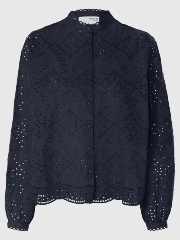 Skjorter>SELECTED BRODERIE ANGLAISE SKJORTE Blue