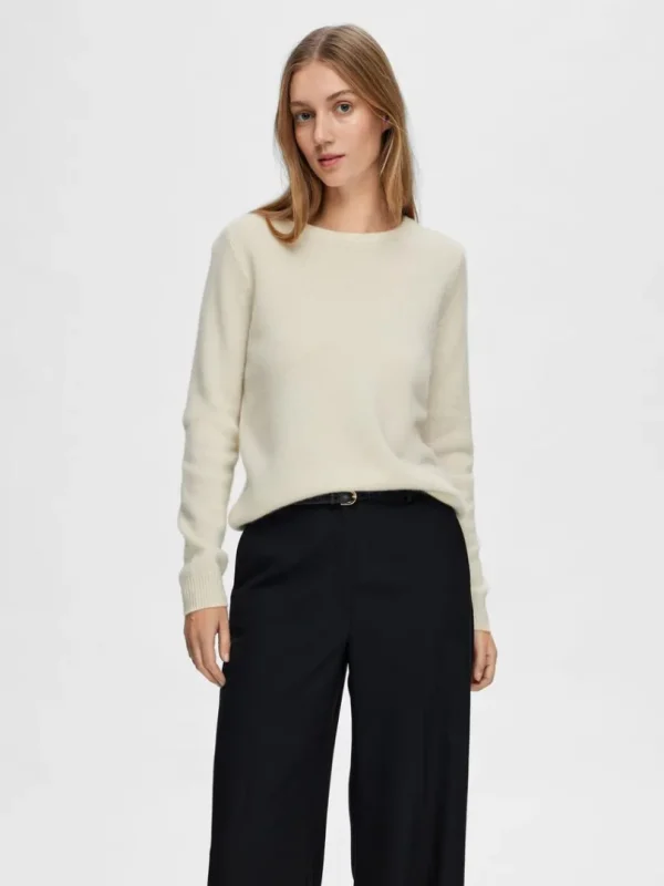 Strik>SELECTED 100% CASHMERE STRIKTRØJE Beige