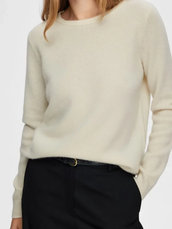 Strik>SELECTED 100% CASHMERE STRIKTRØJE Beige