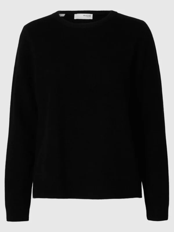 Strik>SELECTED 100% CASHMERE STRIKTRØJE Black