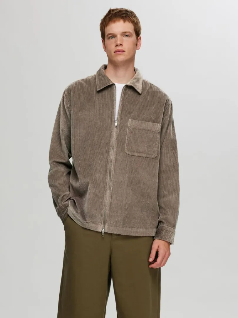 corduroy_overshirt_0-1.webp Overtøj | Skjorter>SELECTED CORDUROY OVERSHIRT Brown