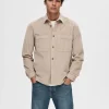 Overtøj | Skjorter>SELECTED CORDUROY OVERSHIRT Beige