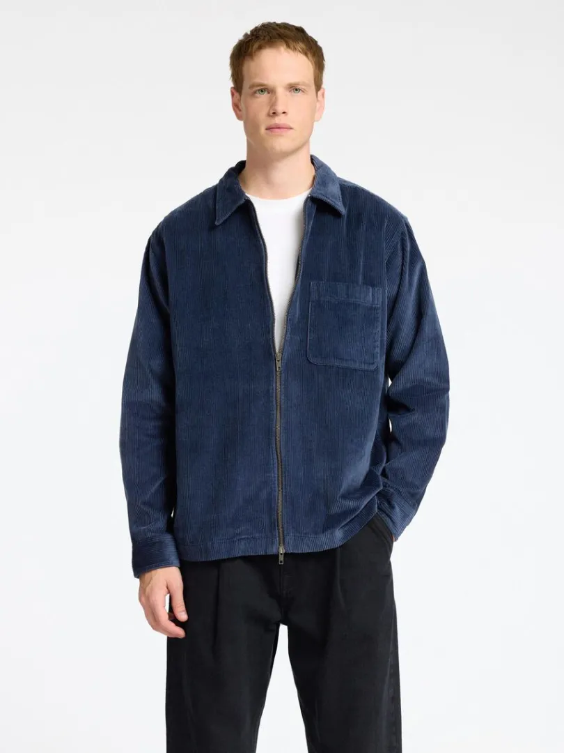 corduroy_overshirt_0.webp Overtøj | Skjorter>SELECTED CORDUROY OVERSHIRT Blue