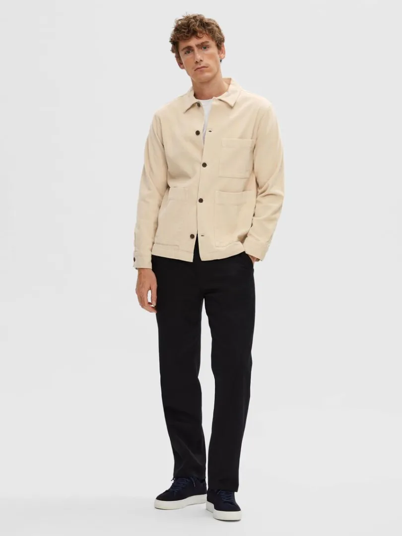 corduroy_overshirt_1-4.webp Overtøj | Skjorter>SELECTED CORDUROY OVERSHIRT Beige