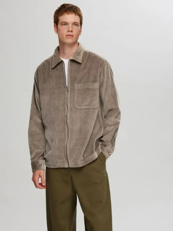 Overtøj | Skjorter>SELECTED CORDUROY OVERSHIRT Brown