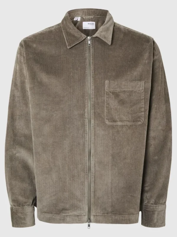 Overtøj | Skjorter>SELECTED CORDUROY OVERSHIRT Brown