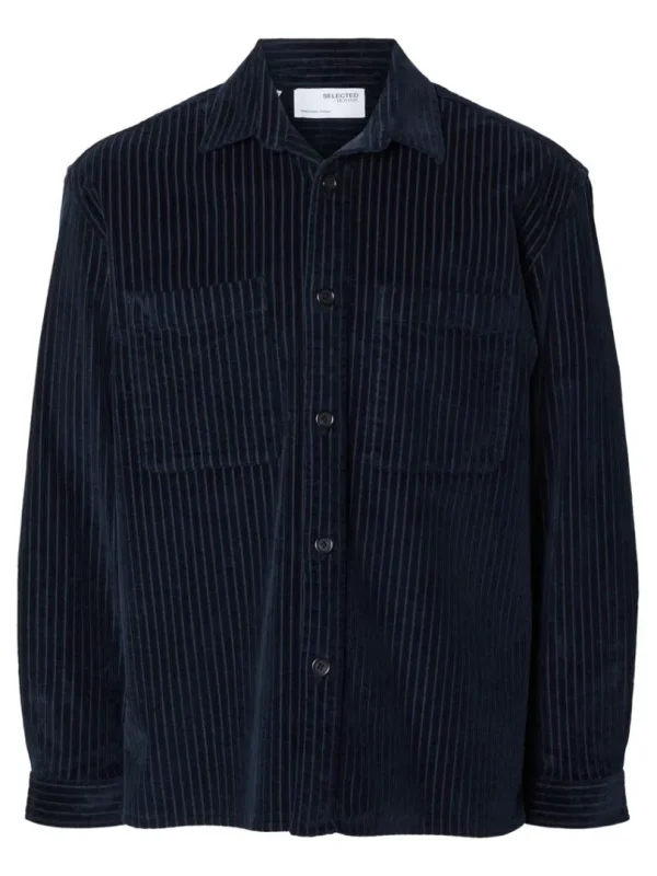 Overtøj | Skjorter>SELECTED CORDUROY OVERSHIRT Blue