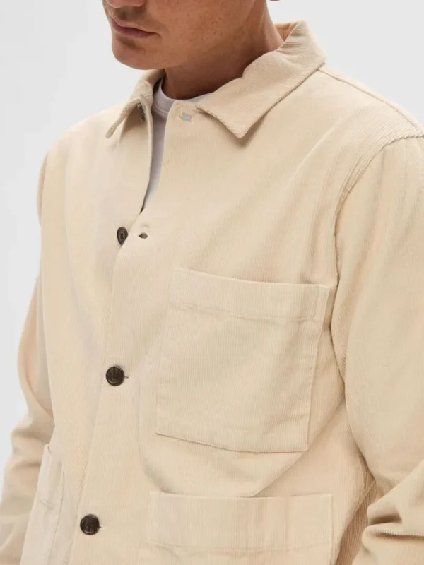 Overtøj | Skjorter>SELECTED CORDUROY OVERSHIRT Beige
