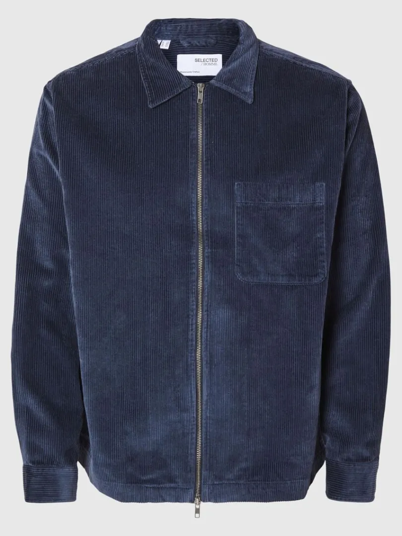 corduroy_overshirt_4.webp Overtøj | Skjorter>SELECTED CORDUROY OVERSHIRT Blue