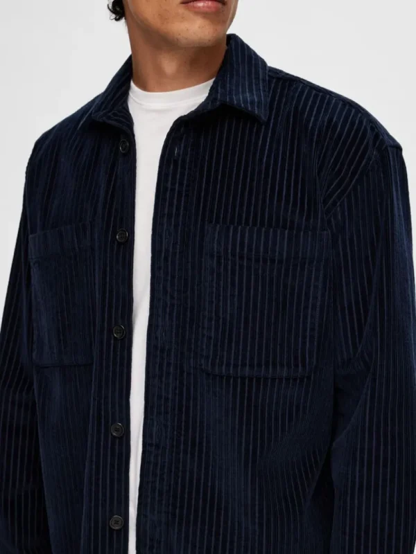 Overtøj | Skjorter>SELECTED CORDUROY OVERSHIRT Blue