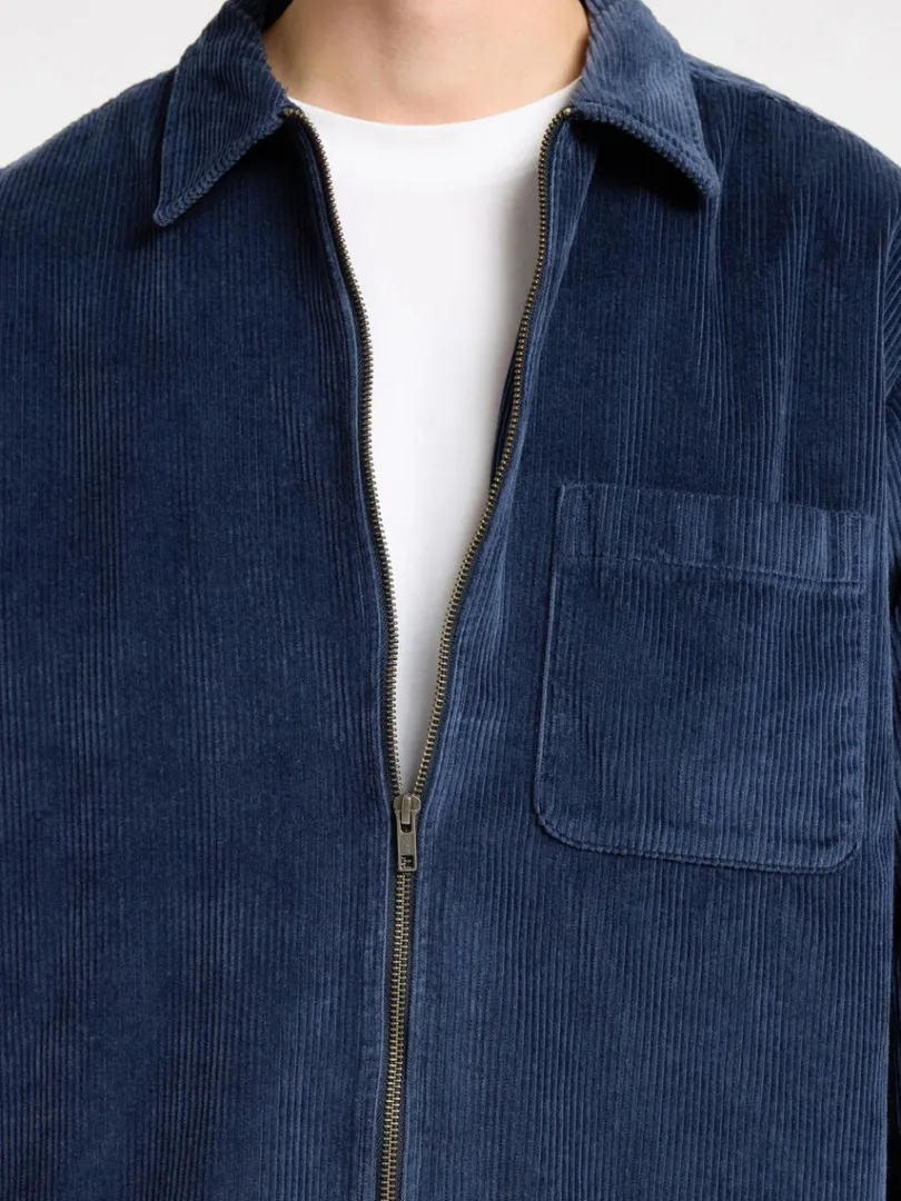 corduroy_overshirt_5.webp Overtøj | Skjorter>SELECTED CORDUROY OVERSHIRT Blue