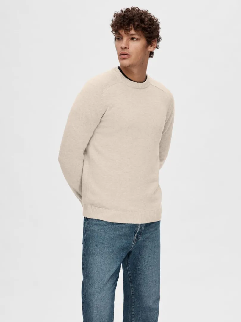crew_neck_striktrje_0-1.webp Strik>SELECTED CREW NECK STRIKTRØJE Beige