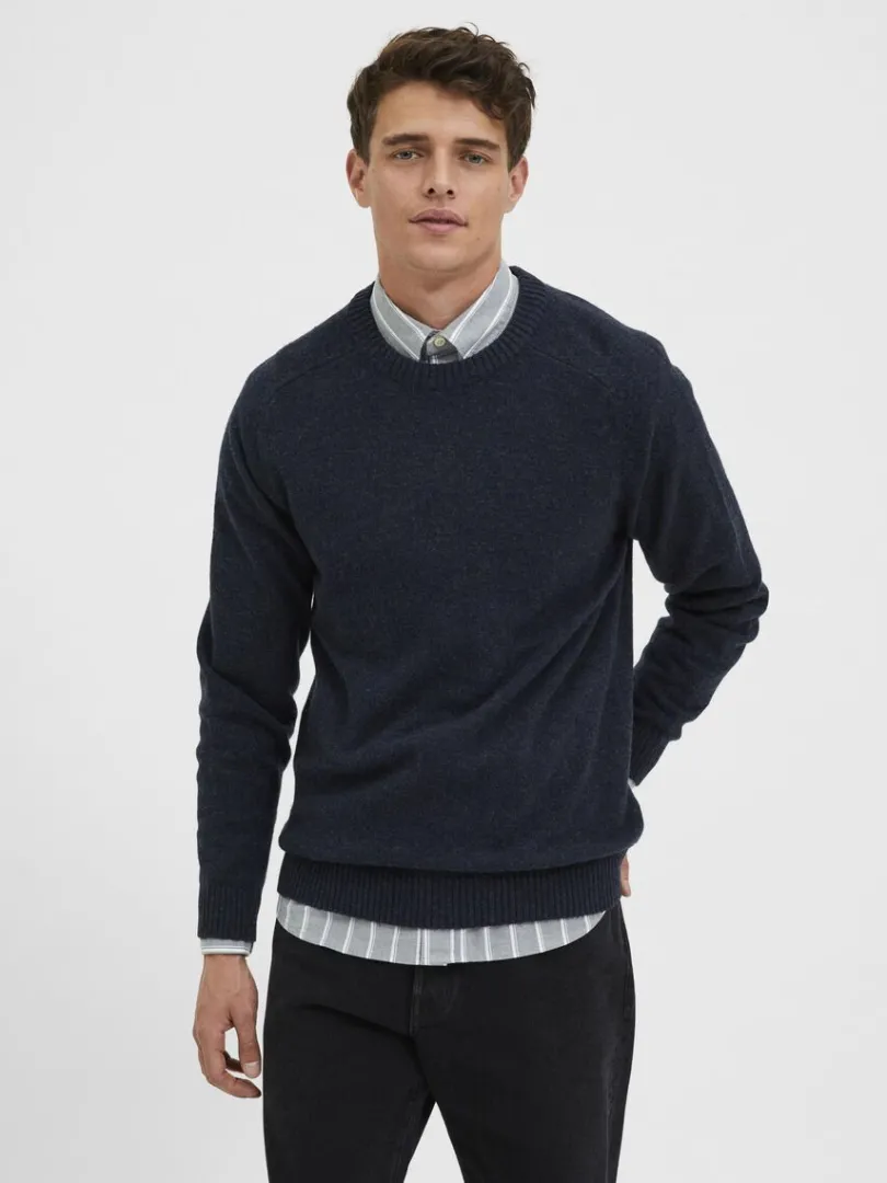 crew_neck_striktrje_0.webp Strik>SELECTED CREW NECK STRIKTRØJE Blue